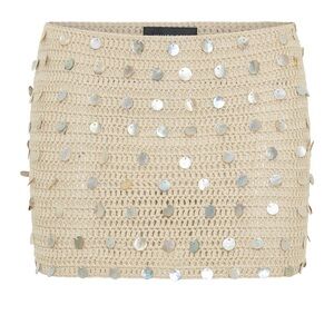 White Fox Boutique Tan Sequin Mini Skirt Cocktail